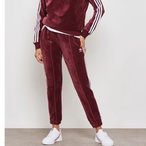 Adidas Originals Maroon Velour Track Pants